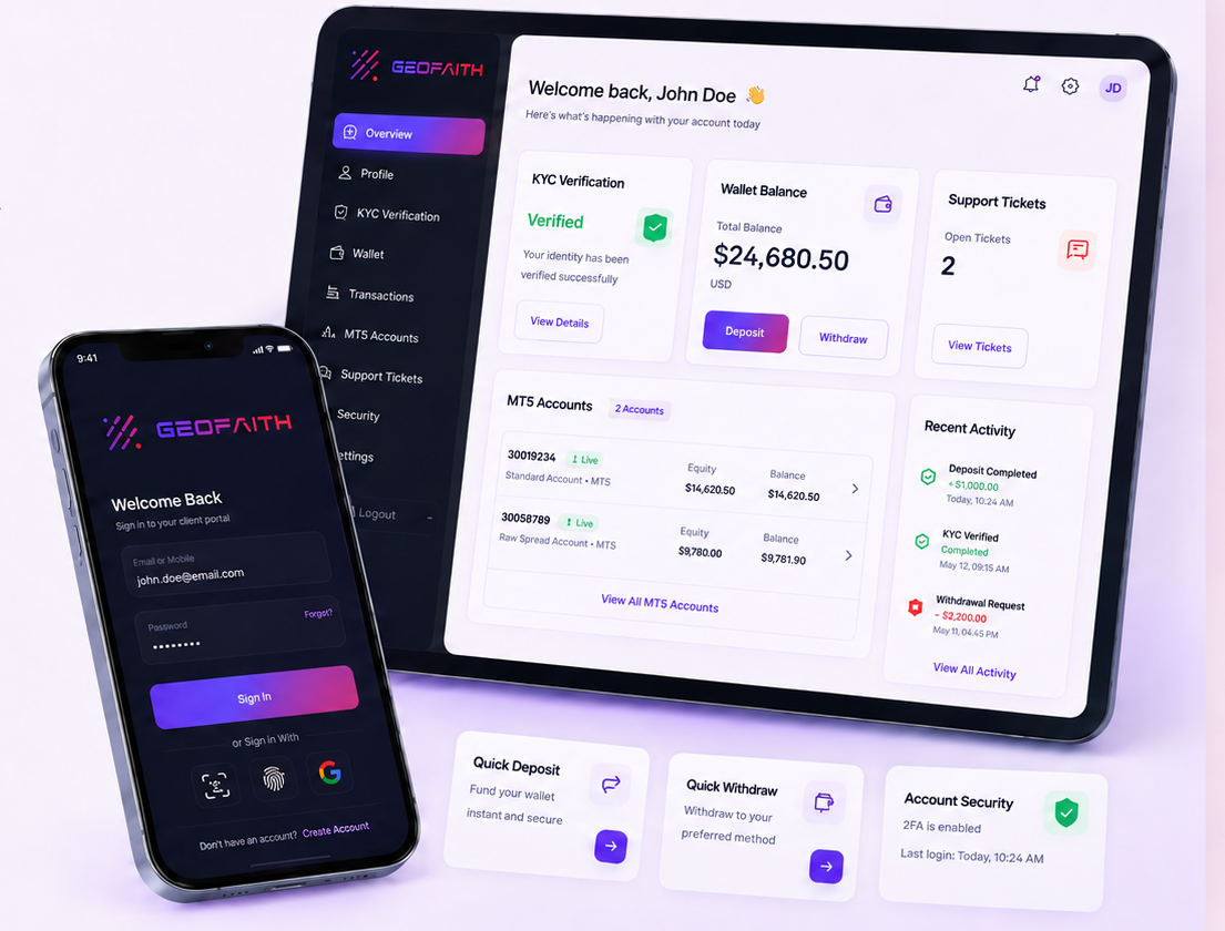 GeoFaith Capital CRM app dashboard preview